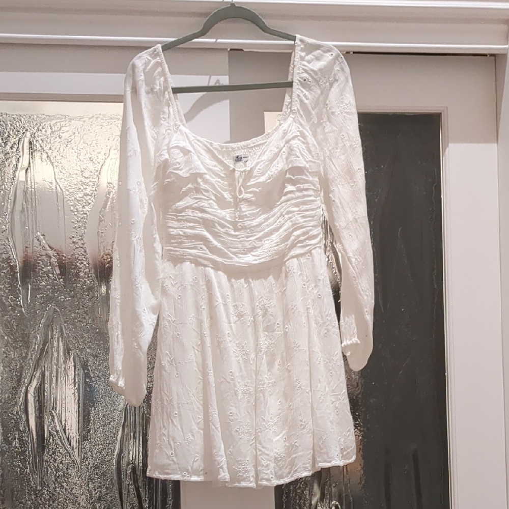 Elegant White Lace Dress Built In Shorts
